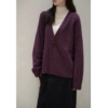 温柔紫色针织衫之禾女装，春夏羊毛混纺v领长袖，开衫毛衣外套