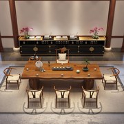 新中式实木功夫茶桌椅组合办公室客厅原木泡茶桌禅意大板茶台茶几