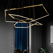定制北欧轻奢现代极简复式楼客厅吊灯设计师个性创意不锈钢楼梯吊