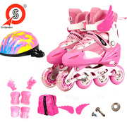 pu单闪轮可调节儿童溜冰鞋，直排轮滑鞋滑冰鞋，男女初学