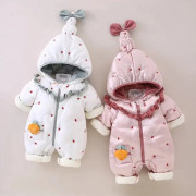 婴儿衣服女宝宝冬装连体棉服，加厚外出外套，3个月1岁0冬季6过年新年