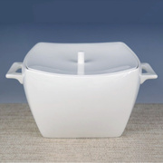 HP品锅 方形汤碗带盖 纯白骨瓷 陶瓷器餐具
