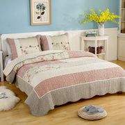 双面纯棉美式绗缝床上三件套韩式高档床盖拼块欧式床单，床罩空调被