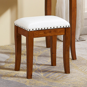 美式梳妆凳实木化妆凳书桌椅子北欧全实木卧室小凳子现代简约餐凳