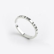 简约设计s925纯银饰品复古古希腊，文字开口戒指少女，指环冷淡风尾戒