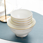 金边碗单个高脚碗5英寸家用二大碗6英寸骨瓷碗欧式碗陶瓷小汤碗