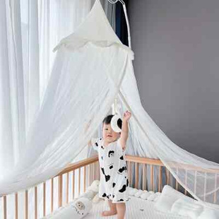 耶西蓓婴儿床蚊帐公主风儿童，拼接床蚊帐落地支架宝宝防蚊罩可折叠