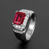 小众设计高级感红宝石戒指，925银男戒纯银，镀金定制指环个性刻字