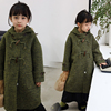 韩国童装2023儿童双面羊绒，大衣男女童牛角扣中长款架加厚外套