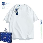 NASA联名纯色儿童短袖T恤宽松纯棉夏季男童女童纯白色打底上衣潮