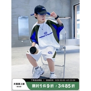 七波辉男童夏装速干运动短袖套装2024中大儿童装夏季帅气篮球