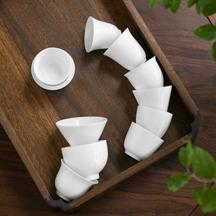 德化白瓷茶杯功夫小茶杯，单杯品茗杯茶碗陶瓷茶具，白色定制logo企业