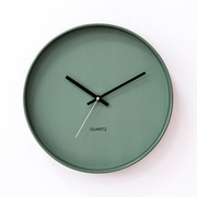 绿色北欧简约现代挂钟装饰时钟，静音圆形ins风客厅卧室挂钟表