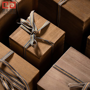 复古桐木盒正方形陶瓷茶杯子锦盒包装盒木质礼盒空盒子定制盒