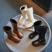 儿童长筒靴子2024秋冬季小女孩高筒长靴，宝宝皮靴女童鞋子