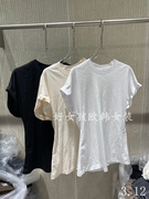 韩国进口女装2024春季  时尚百搭圆领净版宽松短袖T恤TX036