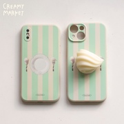 CreamyMarket一朵奶油原创复古奶油造型全包边硅胶手机壳法式iphone15