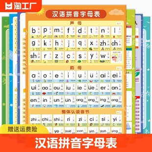 汉语拼音拼读训练字母表墙贴儿童，早教挂图声母韵母学习神器全表