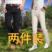 休闲裤男直筒男裤男士长裤子英伦米白色潮流小西裤便宜夏季工装土