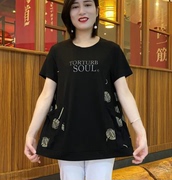 2023夏季妈妈装宽松显瘦a版加肥加大短袖，套头小衫穿到180斤上衣女