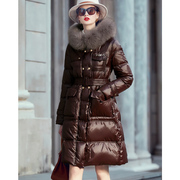 狐狸毛领羽绒服女中长款2023冬季小个子时尚，洋气保暖外套