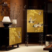 法式金色仙鹤斗柜客厅，电视机边柜过道装饰柜房间，收纳置物柜
