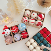 圣诞羊毛毡球雪花球圣诞树装饰球挂件礼盒装圣诞球diy材料装饰