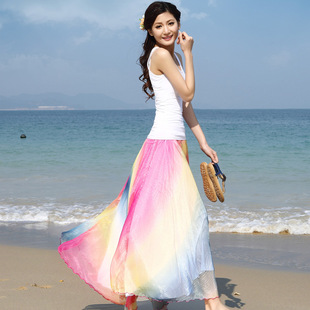 超大摆半身裙波西米亚风长裙，海边沙滩裙8米大摆雪纺仙女裙子女夏