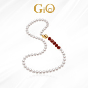 GiO珠宝 天然淡水珍珠项链红色玛瑙珠串项链手链送长辈新年礼物
