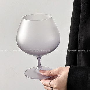 趣皿ins磨砂渐变紫大容量，小吨吨高脚杯红酒杯洋酒杯子收藏玻璃杯