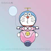 可爱哆啦A梦骑摩托电动车贴机器猫动漫创意头盔汽车划痕遮挡贴纸