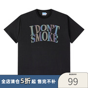 DONSMOKE22SS拒绝吸烟国潮反光炫彩印花logo短袖情侣休闲t恤男女