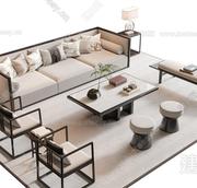 新中式实木真皮沙发组合别墅高端客厅轻奢现代简约中式家具