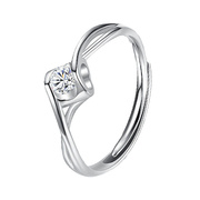 glten纯银求婚戒指女ins潮流，订婚指环送女友，生日礼物小众设计感