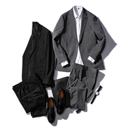高级感西服套装男2021春季通勤上班烟，灰色修身小西装两件套潮