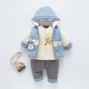 男宝宝冬装0-1岁婴儿冬季棉衣外套加绒加厚冬婴幼儿棉服套装6个月