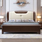 紫金檀木中式实木床1.5m全实木床1.8m主卧真皮软包床