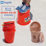 塑料红桶泡脚洗车桶脸盆，茶渣桶大容量喜结婚家用带，盖手提加厚水桶
