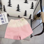 女童短裤2023夏季新童装儿童女孩洋气时尚牛仔裤粉色高端热裤