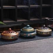 景泰蓝陶瓷香薰炉工艺品摆件创意家居办公艾绒香熏香道