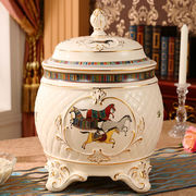 陶瓷米桶米缸欧式陶瓷米缸米桶，20斤10公斤装家用厨房，收纳盒带盖密