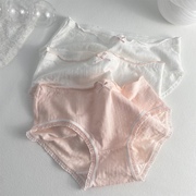 3条装纯色甜美粉色抗菌纯棉，中腰蝴蝶结塑身，少女时尚内裤女以上
