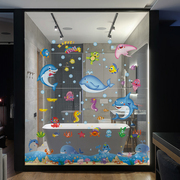 婴儿游泳池玻璃装饰贴画游泳馆墙贴纸防水母婴透明儿童房海豚浴室