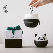 祥裕熊猫快客杯陶瓷旅行茶具套装，户外便携茶杯，商务可涂鸦定制