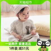 日本千趣会春夏婴幼儿，衣服睡衣卡通动物，针织纯棉宝宝连体衣哈衣