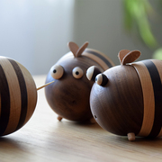 慕木蜜蜂牙签盒家用实木牙签筒，创意可爱动物装饰摆件，小礼物牙签罐