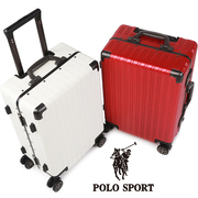 POLO保罗拉杆箱窄铝框箱轻便宜大学生可坐磨砂旅行李登机箱子红色