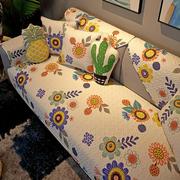 简约现代复古沙发垫子四季通用全棉布艺坐垫真皮防滑全包罩巾盖套