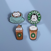 咖啡猫咪可爱日系ins潮个性金属徽章卡通别针装饰创意学生配饰品