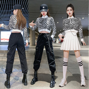 韩版jazz舞蹈露脐爵士舞服装女运动套装学生，嘻哈街舞成人现代舞服